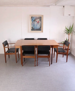 Mid-century Uniflex Teak Dinning Table & 6 Chairs designed by Gunther Hoffstead - teakyfinders