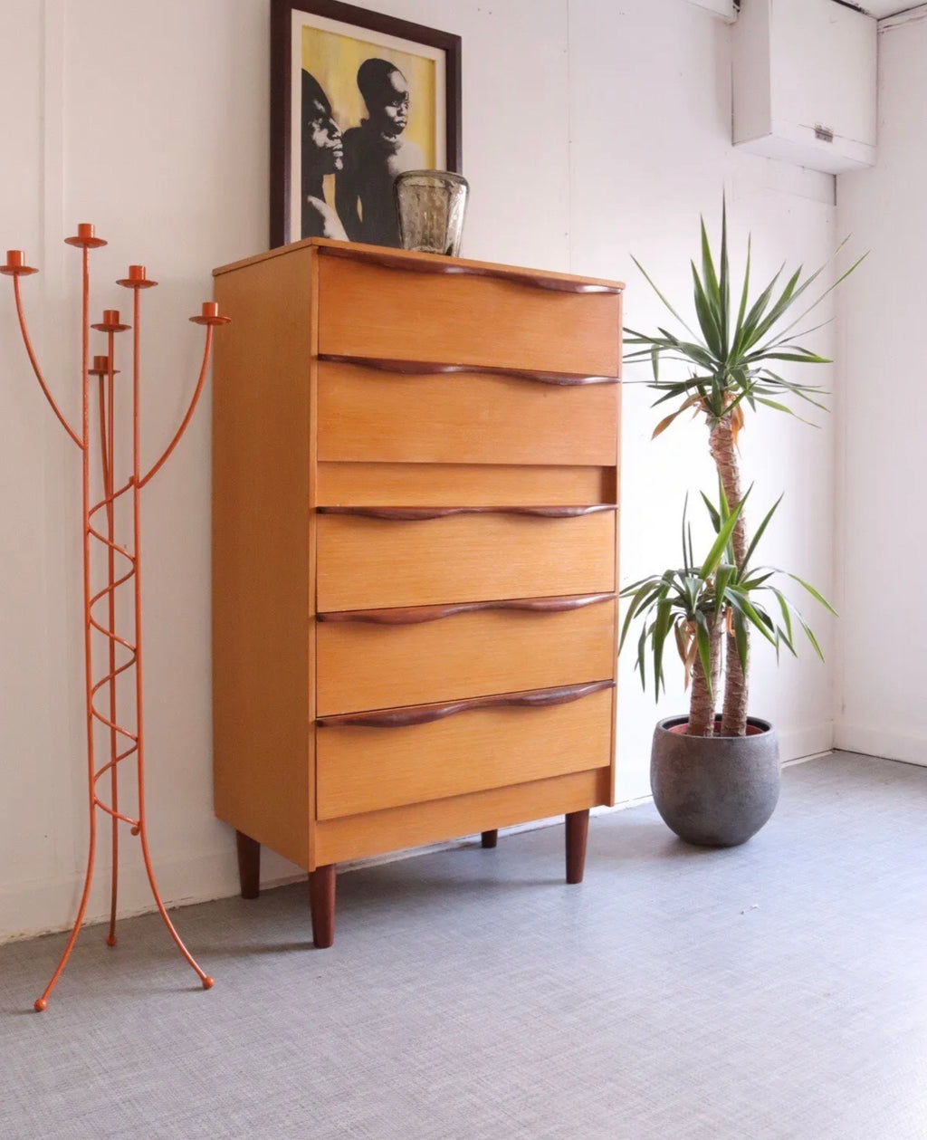 Retro Vintage Mid-Century Tallboy Teak Chest of Drawers - teakyfinders