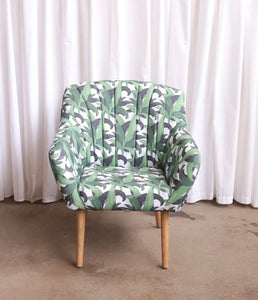 Retro Style Leaf Jungle Print Armchair Cocktail Chair Accent Mcm - teakyfinders