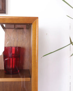 Vintage mid century 1960s GIBBS teak glazed bookcase cabinet adjustable shelves - teakyfinders