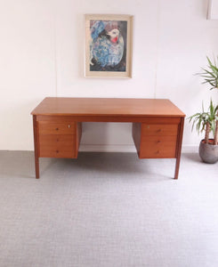 1960s Mid Century Vintage Teak Danish Desk Domino Møbler - teakyfinders