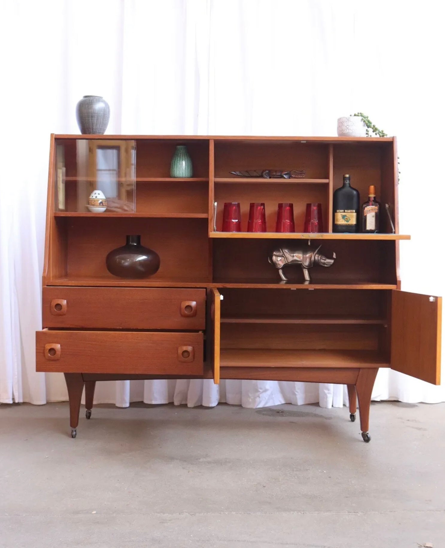 Mid Century Teak Highboard Sideboard By Portwood Furniture Retro Vintage - teakyfinders