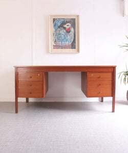 1960s Mid Century Vintage Teak Danish Desk Domino Møbler - teakyfinders