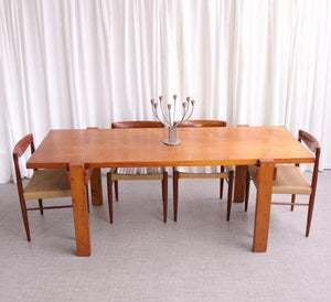 6231 Mid Century Chunky Rectangular Dining Table Pine Mid Century Modern Brutalist - teakyfinders