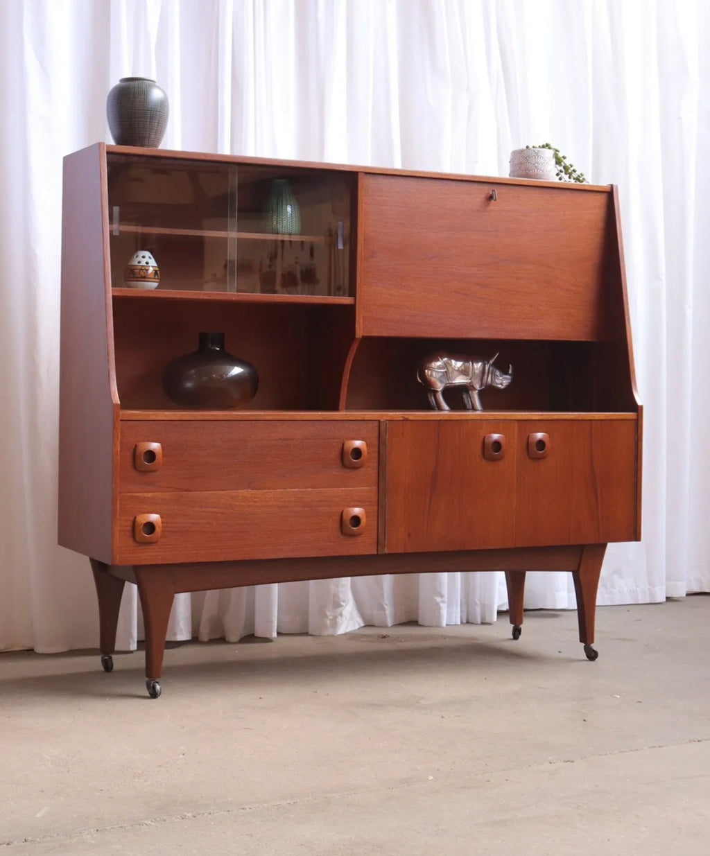 Mid Century Teak Highboard Sideboard By Portwood Furniture Retro Vintage - teakyfinders