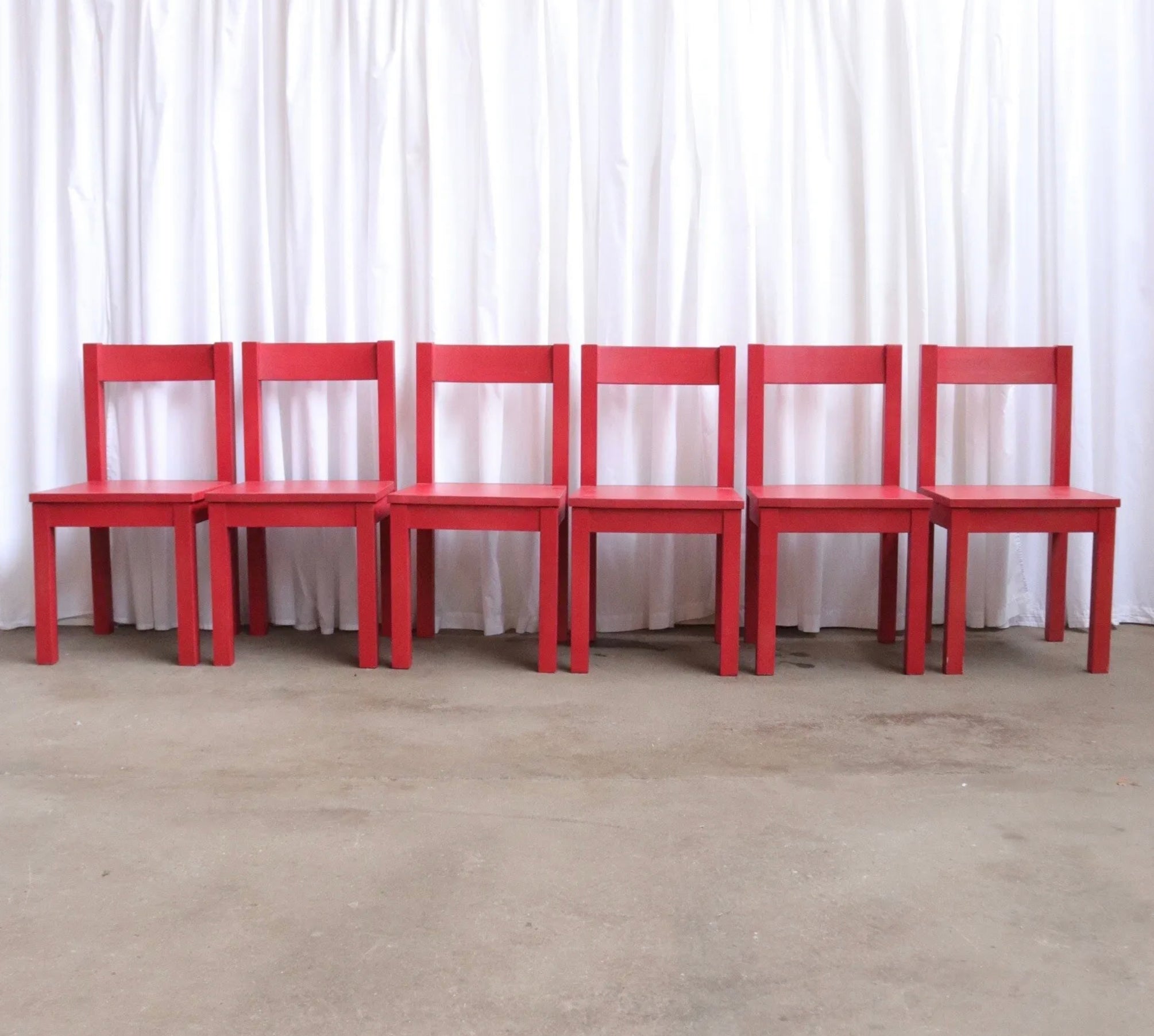 Modern Solid Oak Red Dining Chairs Set Of 6 - teakyfinders