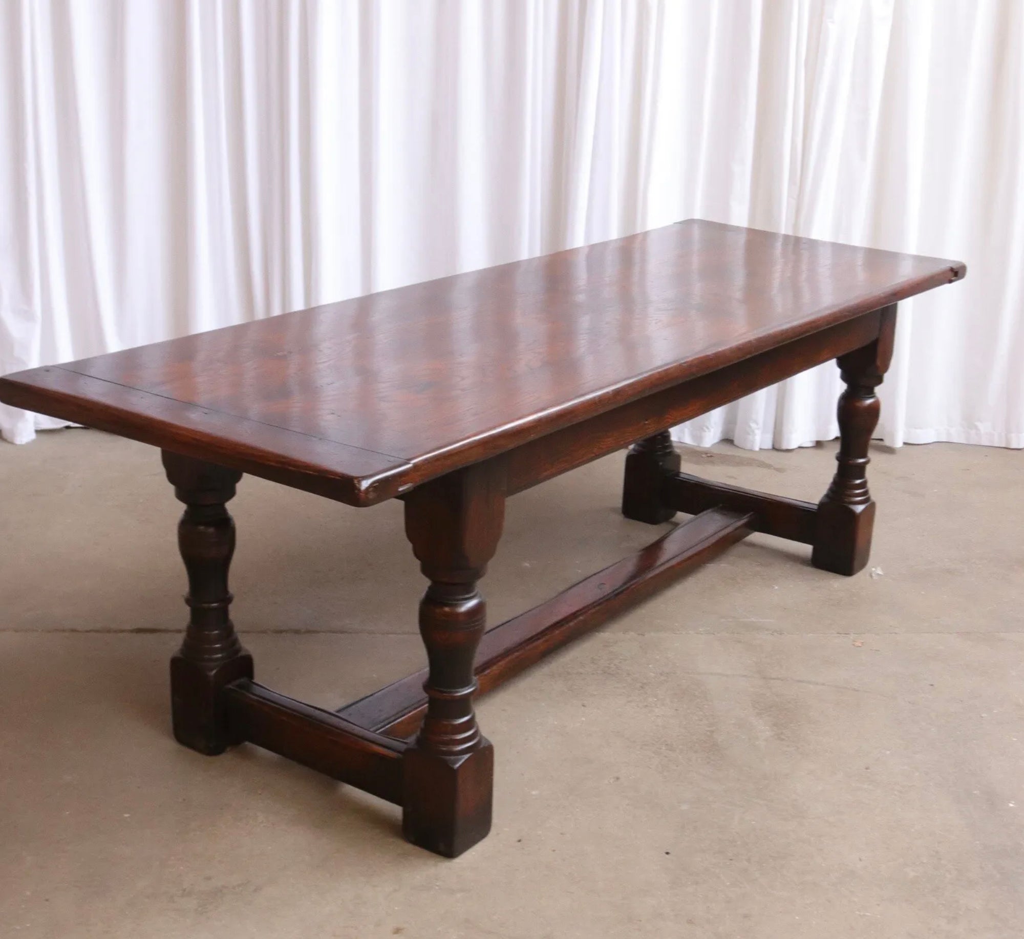 Rustic Vintage Oak Dining Table / Jacobean Style / Solid Refectory Plank Long - teakyfinders