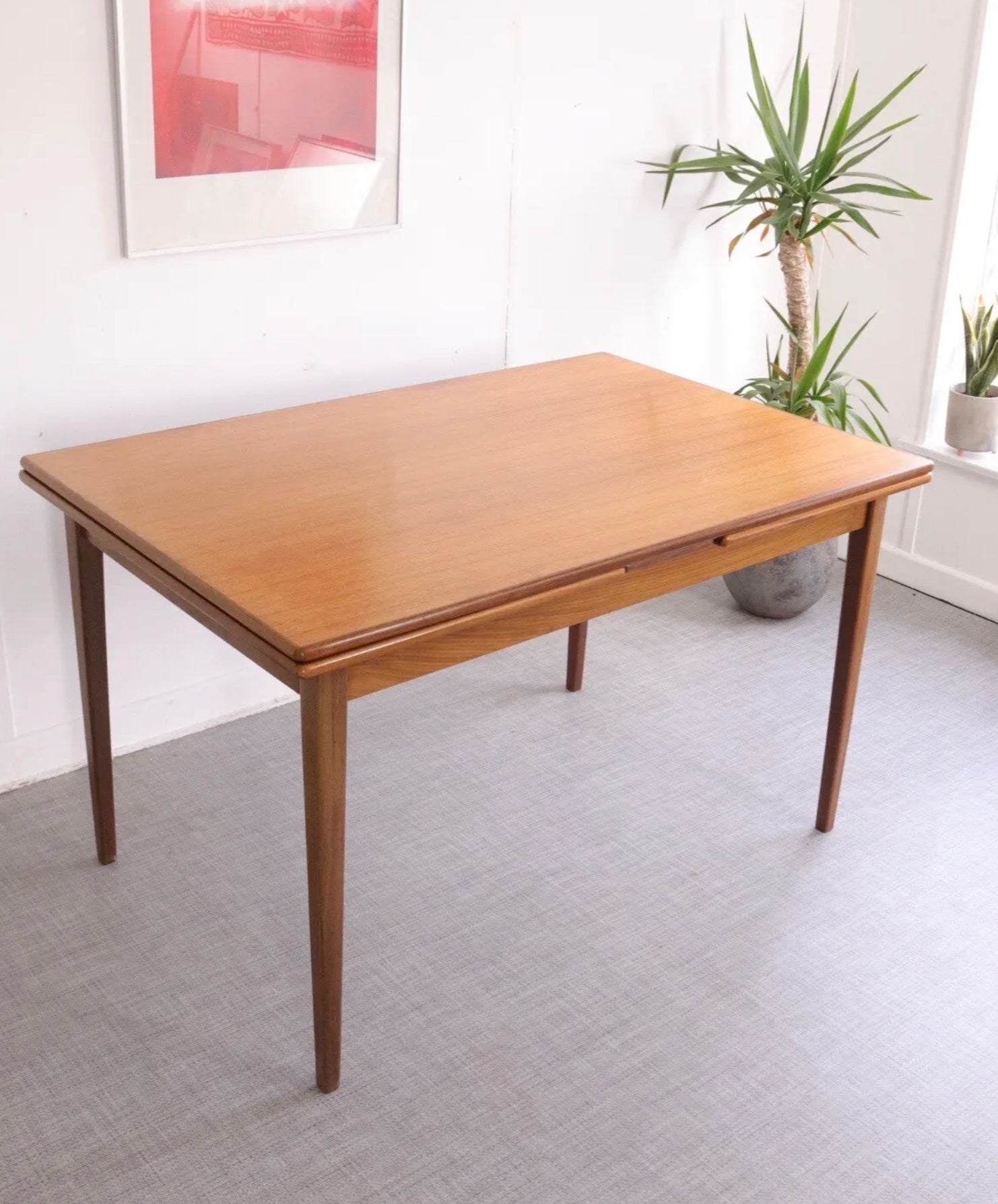 Mid Century Danish Teak Extending Draw Leaf Dining Table 1960s AM Mobler - teakyfinders