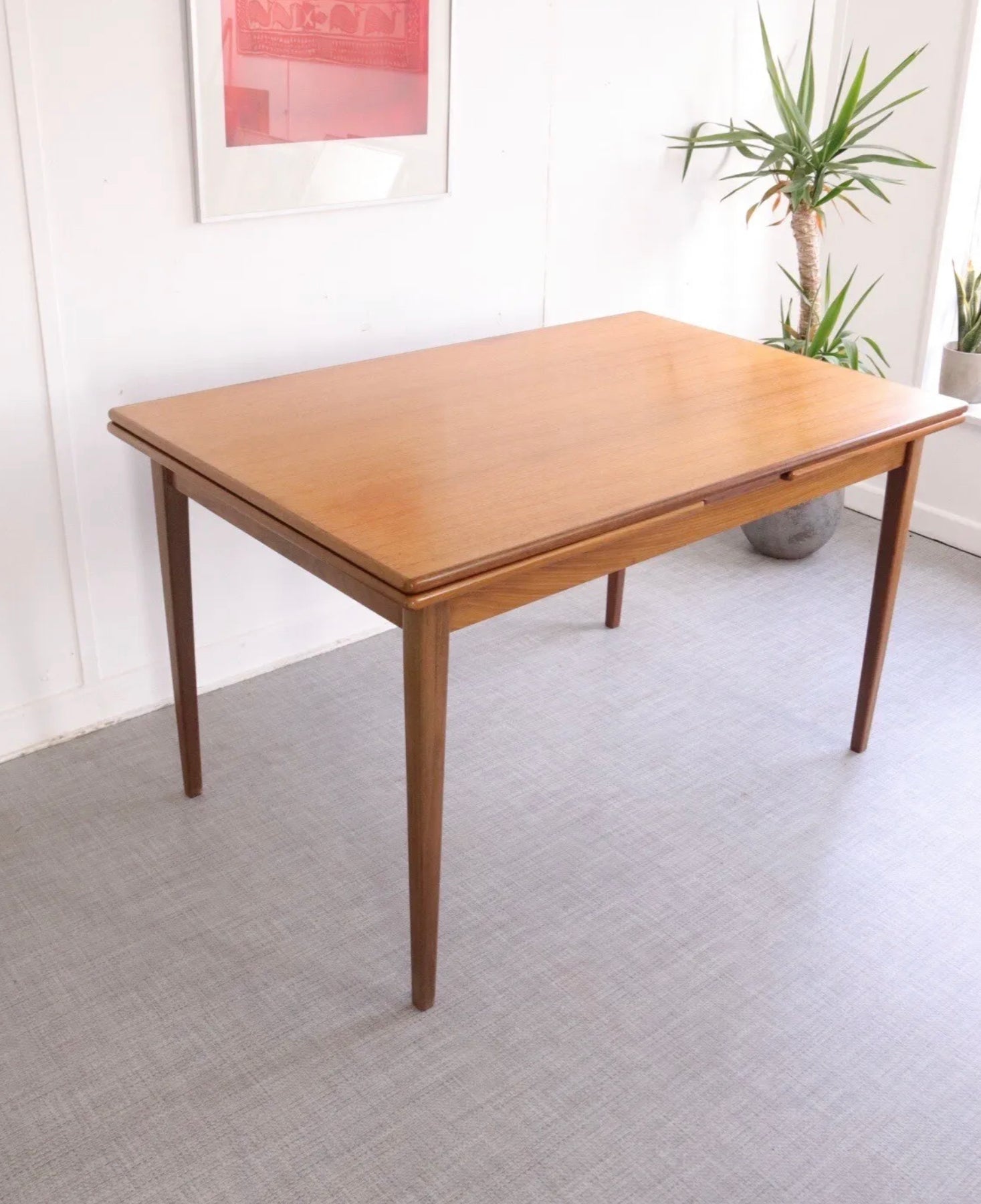 Mid Century Danish Teak Extending Draw Leaf Dining Table 1960s AM Mobler - teakyfinders