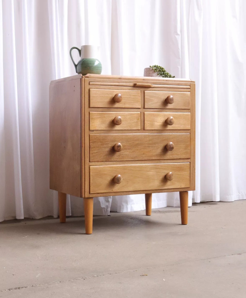 Vintage Mid Century 1960s Retro Danish Light Teak Chest of Drawers - teakyfinders