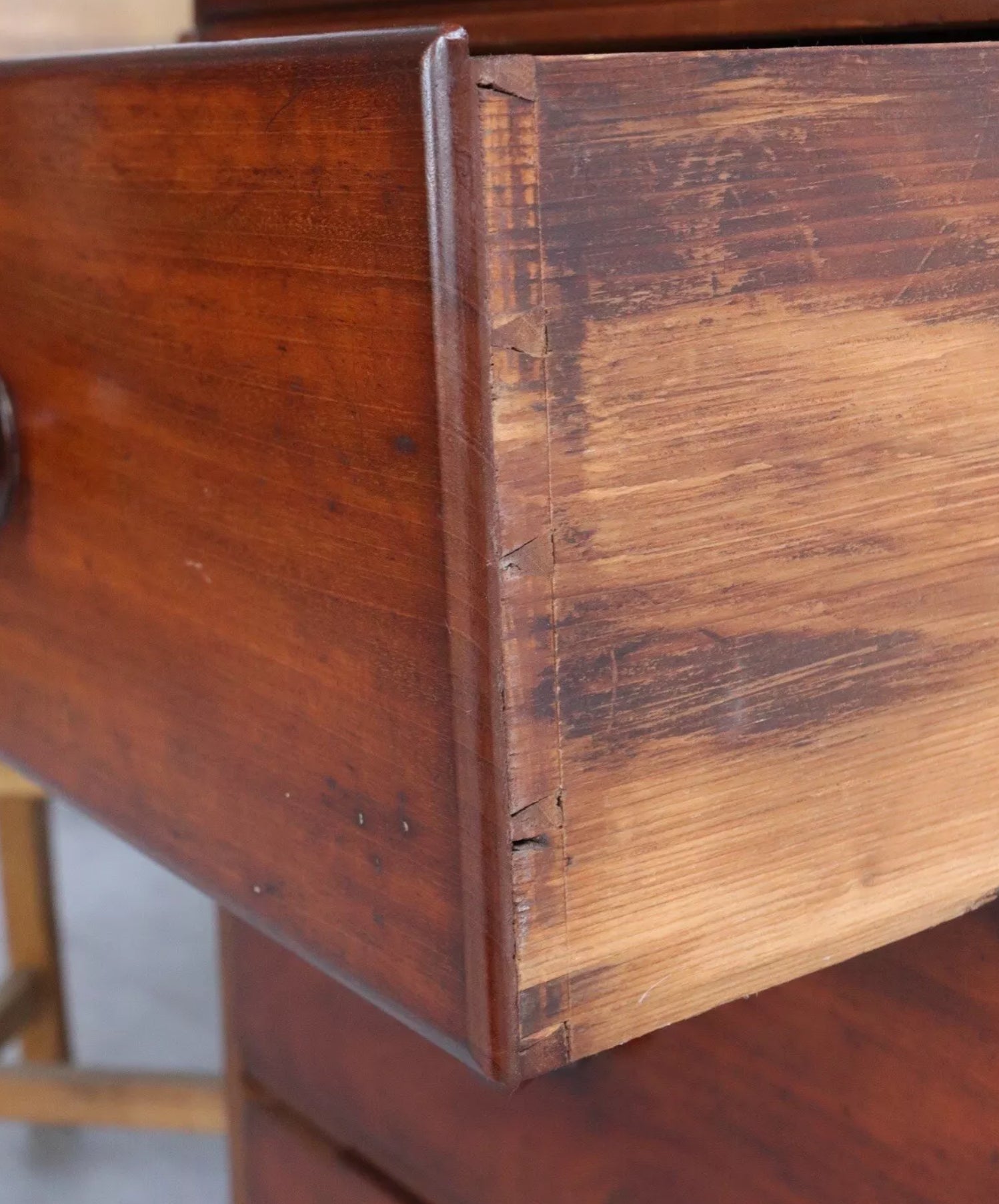 Antique Georgian Style Chest Of 6 Slim Drawers Tall Boy Mahogany - teakyfinders