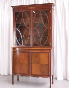 Antique Display Drinks Cabinet Edwardian Inlaid Mahogany Glass Dresser Vintage - teakyfinders