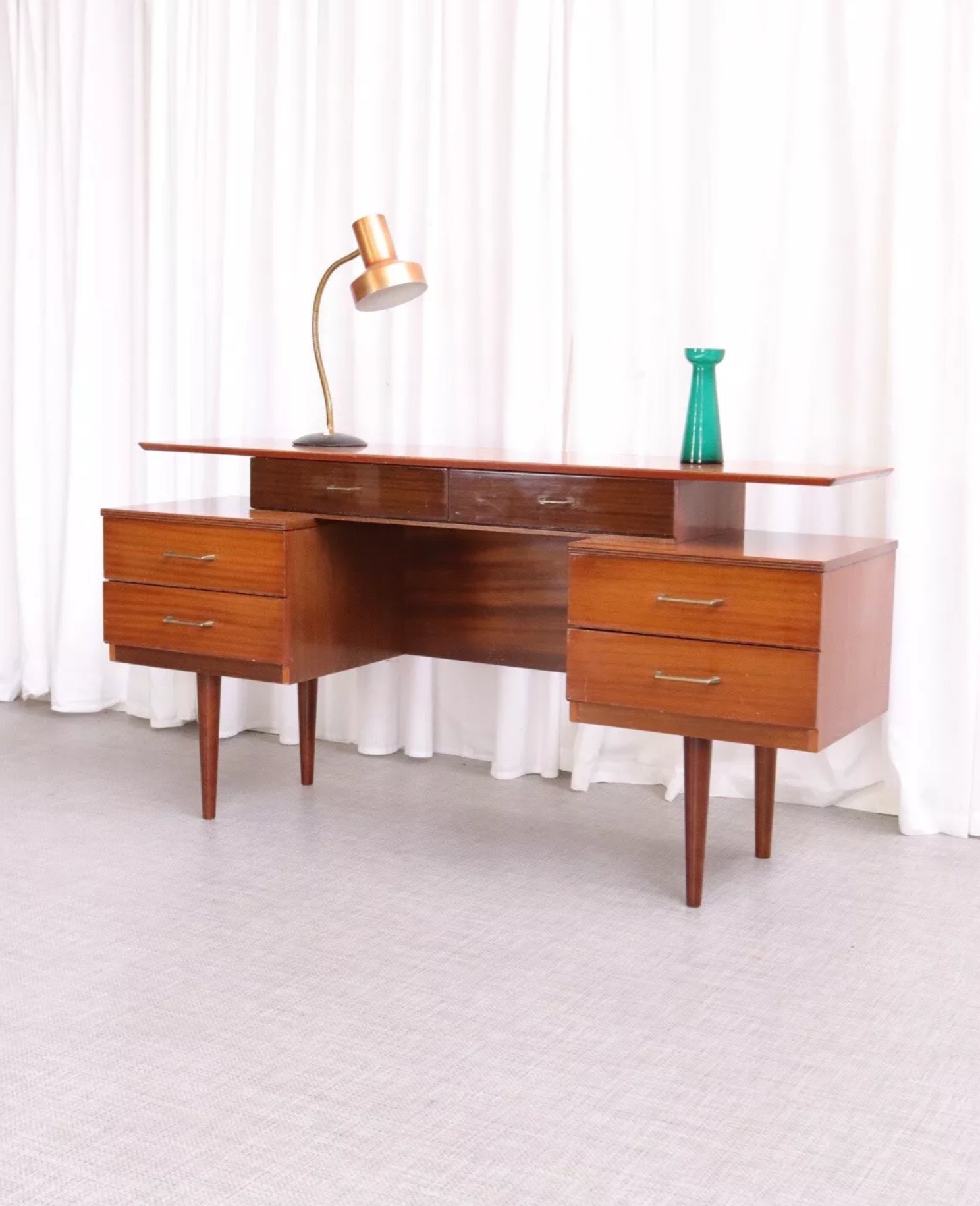 Vintage Mid Century Austinsuite  Teak Desk / Dressing Table Mirror Retro 50s - teakyfinders