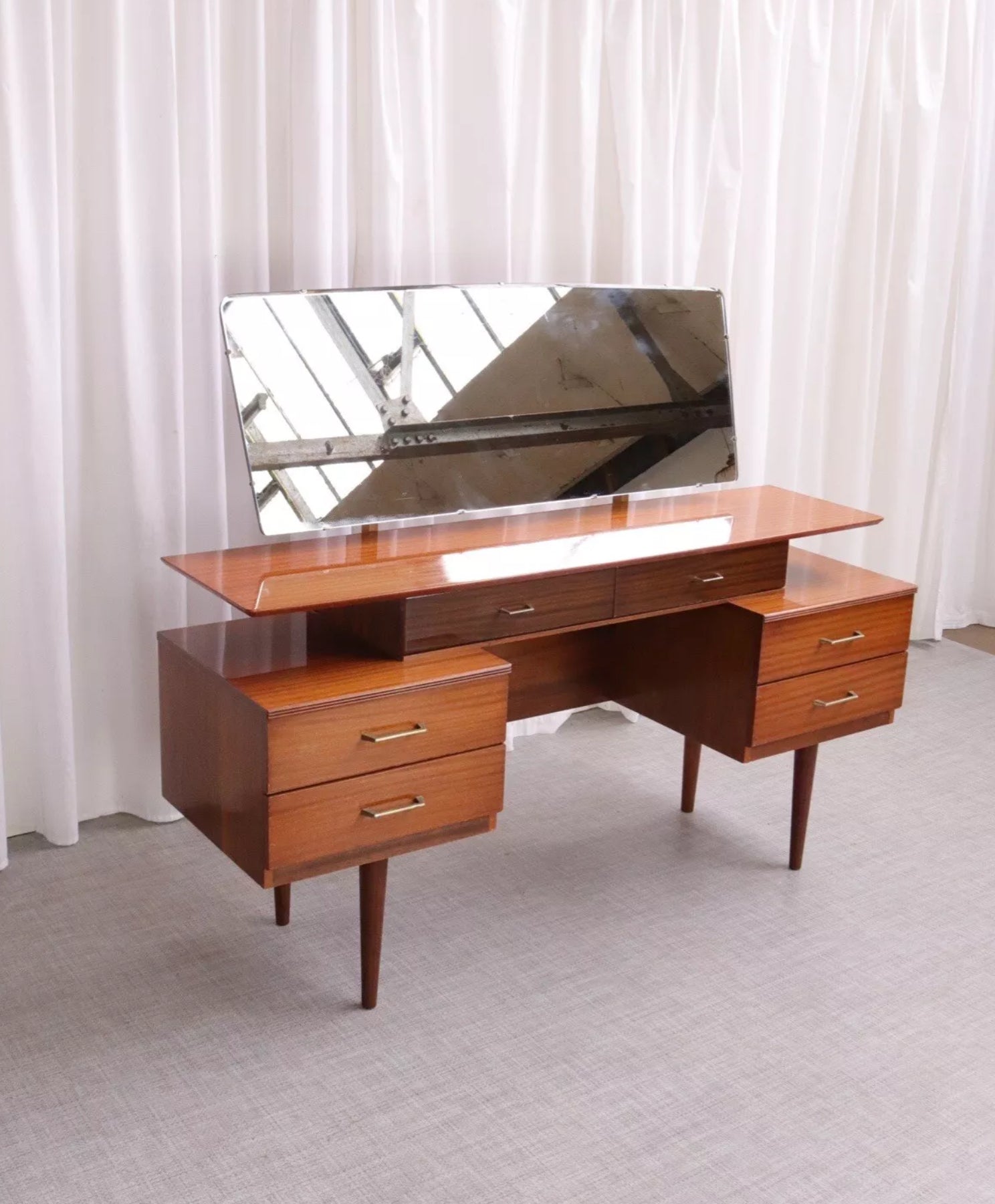 Vintage Mid Century Austinsuite  Teak Desk / Dressing Table Mirror Retro 50s - teakyfinders