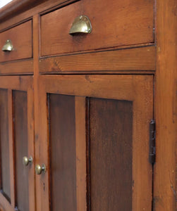 Antique Rustic Victorian Solid Pine Sideboard Cupboard Server Dresser Base - teakyfinders