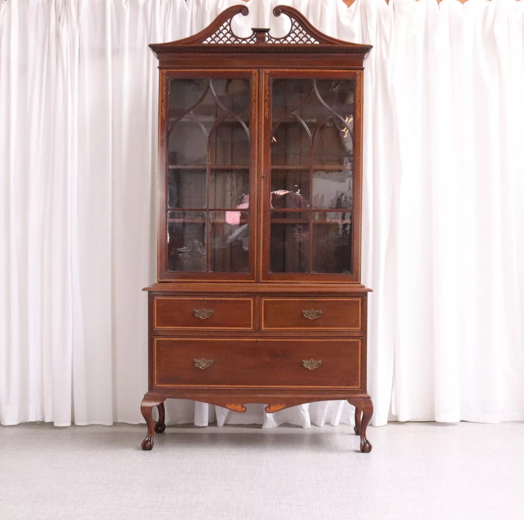 Sheraton Revival Display Cabinet Antique Mahogany 1880 Stunning Item - teakyfinders
