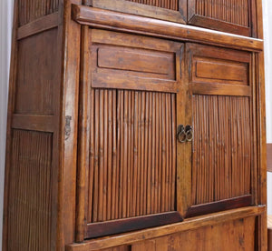 19th Century Large Bamboo Chinese Wedding Cabinet  Antique Storage - teakyfinders