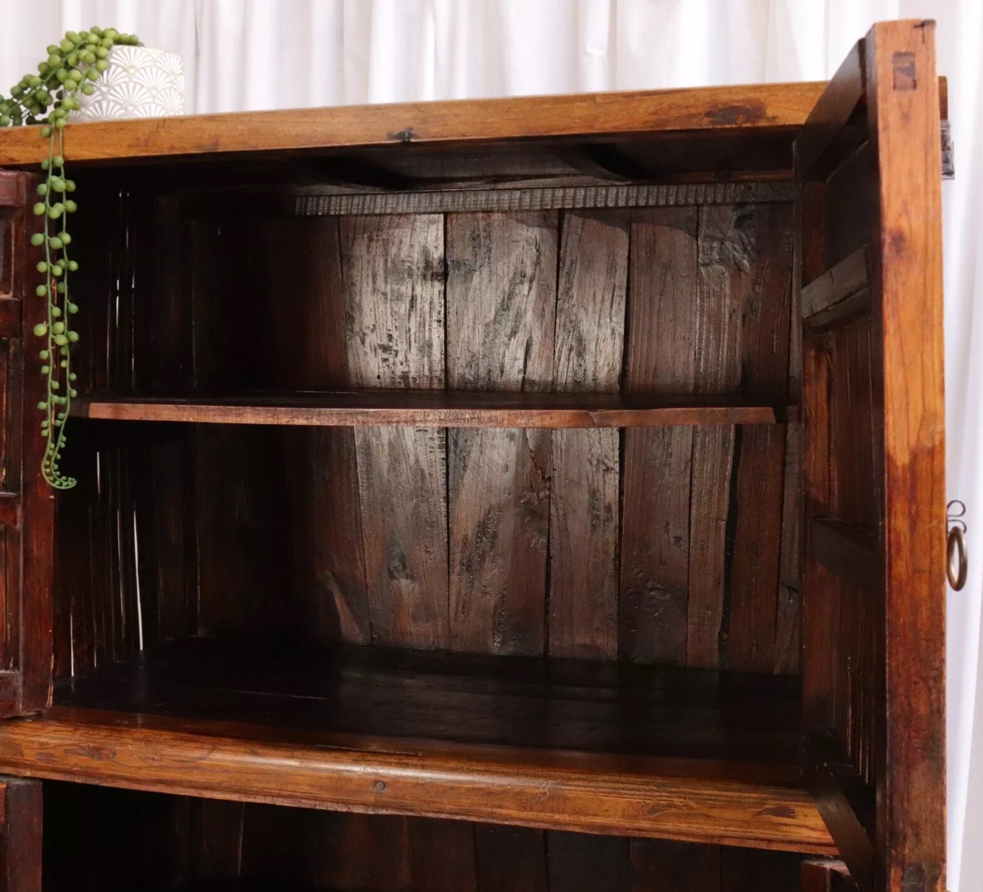 19th Century Large Bamboo Chinese Wedding Cabinet  Antique Storage - teakyfinders