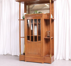 6195 Vintage Arts And Crafts Display Cabinet In Oak Stunning Quality Book Shelf - teakyfinders