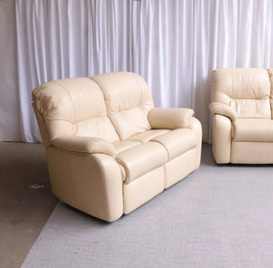 6197 G Plan 3  Seater Sofa Mistral Cream Leather Immaculate - teakyfinders