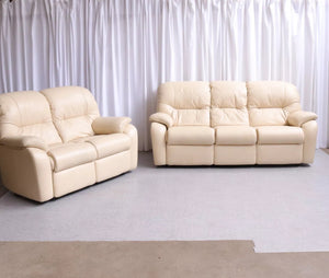 6197 G Plan 3  Seater Sofa Mistral Cream Leather Immaculate - teakyfinders