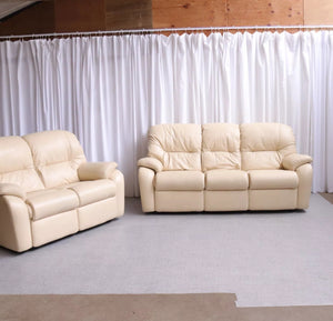 6197 G Plan 3  Seater Sofa Mistral Cream Leather Immaculate - teakyfinders