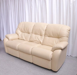 6197 G Plan 3  Seater Sofa Mistral Cream Leather Immaculate - teakyfinders