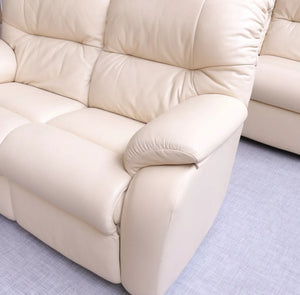 6197 G Plan 3  Seater Sofa Mistral Cream Leather Immaculate - teakyfinders