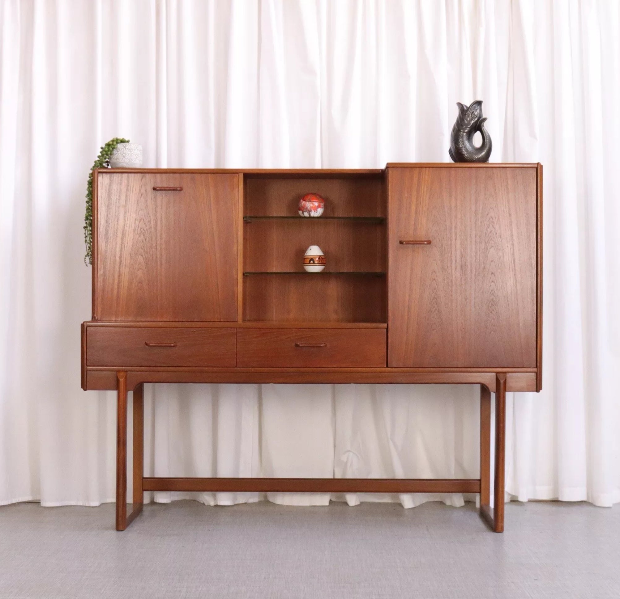 Nathan Rare Mid Century Teak Sideboard Drinks Cabinet Highboard - teakyfinders