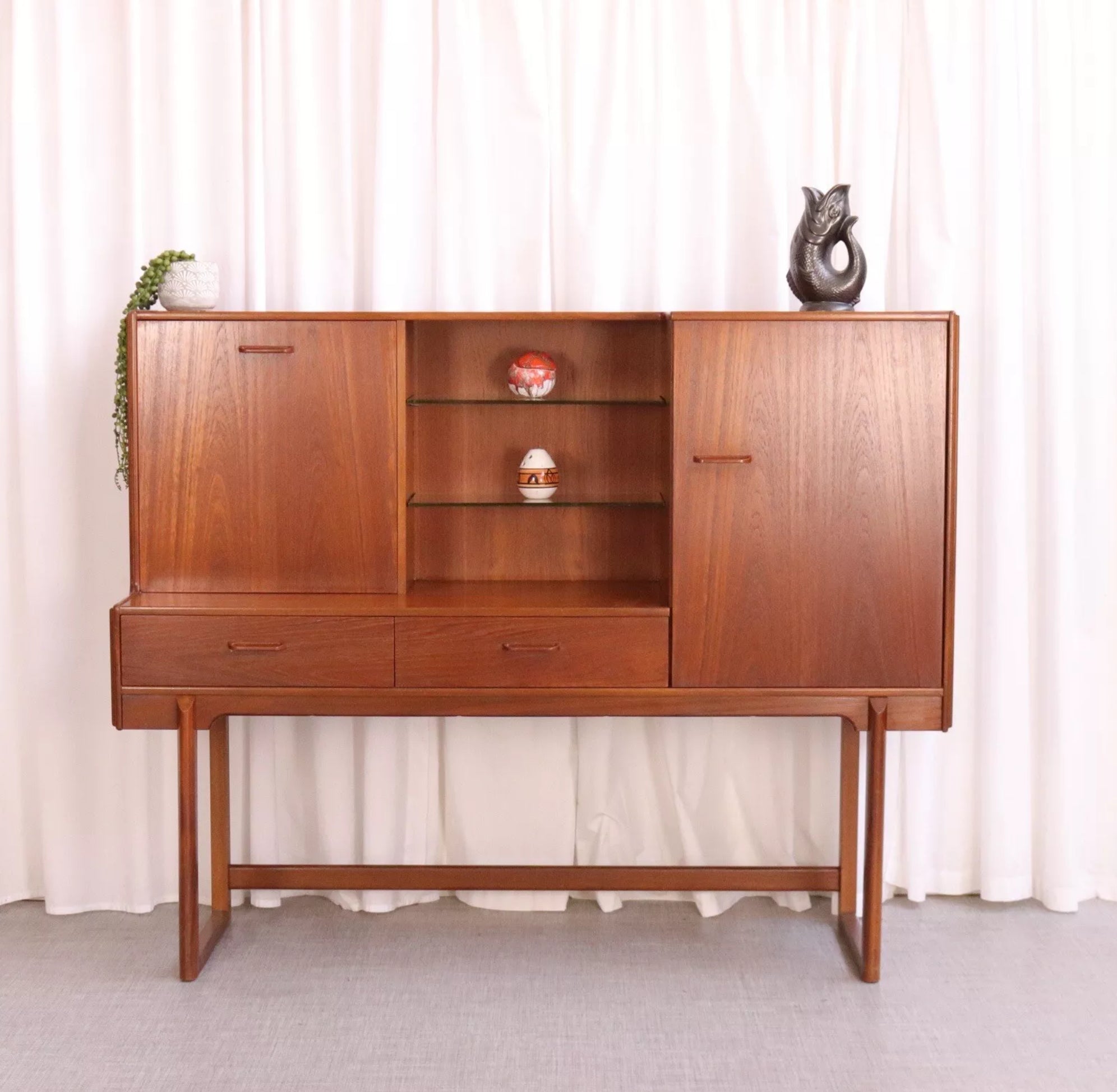 Nathan Rare Mid Century Teak Sideboard Drinks Cabinet Highboard - teakyfinders