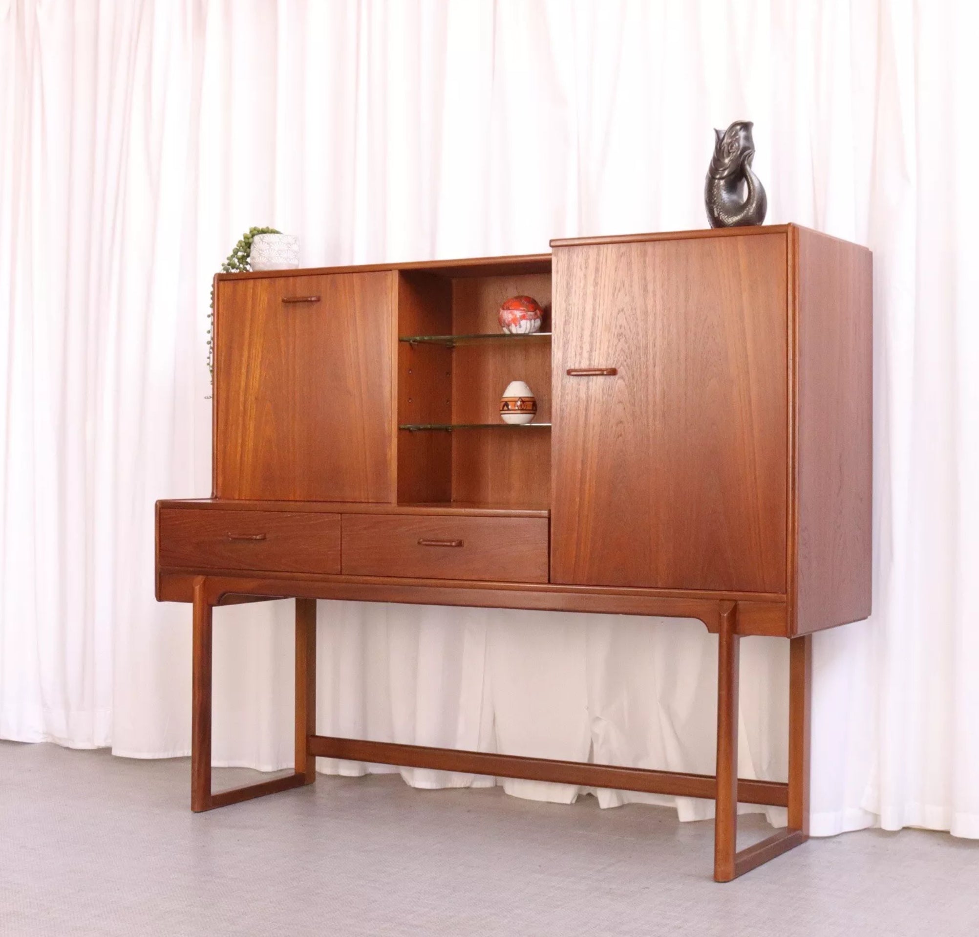 Nathan Rare Mid Century Teak Sideboard Drinks Cabinet Highboard - teakyfinders