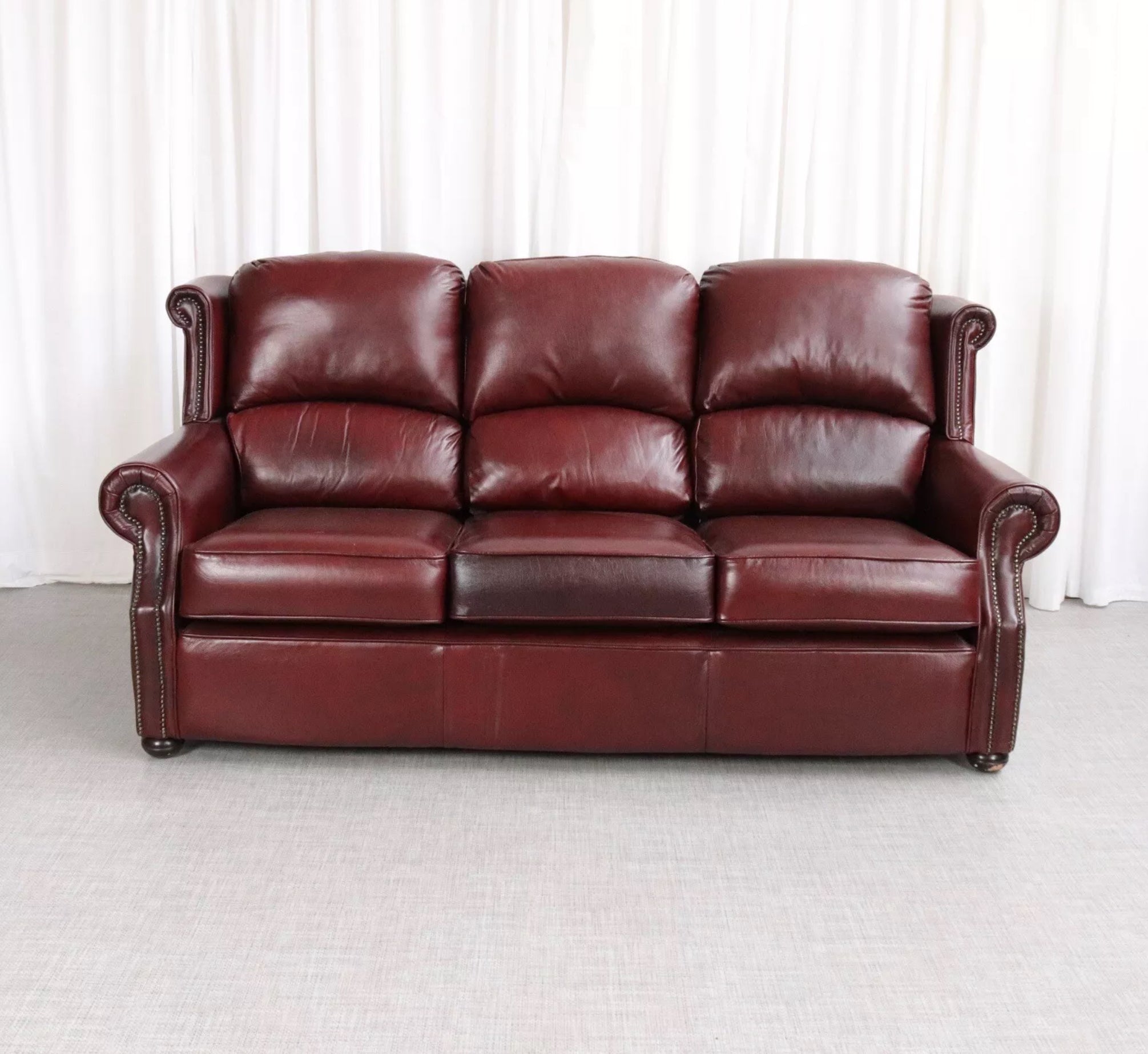 Thomas Lloyd Marlow Leather Sofa in antique red beautiful condition 3 Seater - teakyfinders