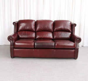 Thomas Lloyd Marlow Leather Sofa in antique red beautiful condition 3 Seater - teakyfinders