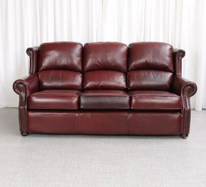 Thomas Lloyd Marlow Leather Sofa in antique red beautiful condition 3 Seater - teakyfinders