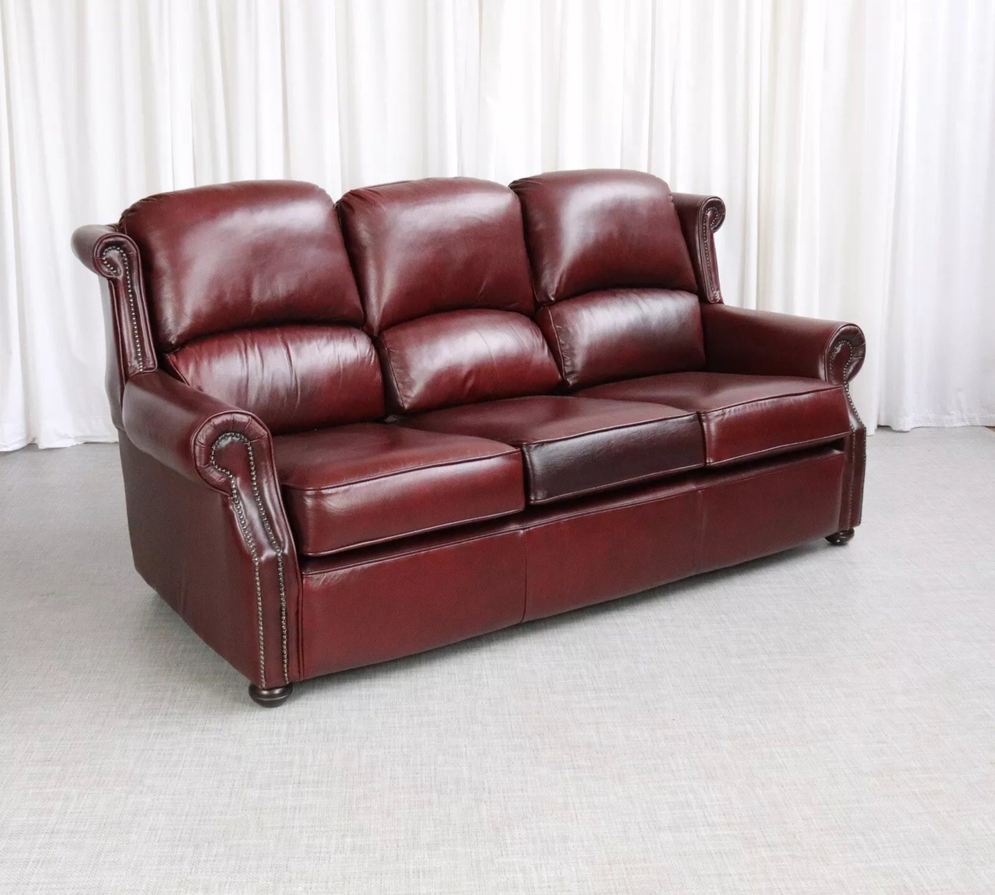 Thomas Lloyd Marlow Leather Sofa in antique red beautiful condition 3 Seater - teakyfinders