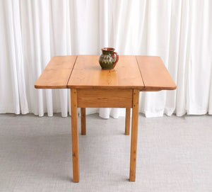 Antique Rustic Pine Table / Desk Drop Leaves - Primitive Style Solid And Sturdy - teakyfinders