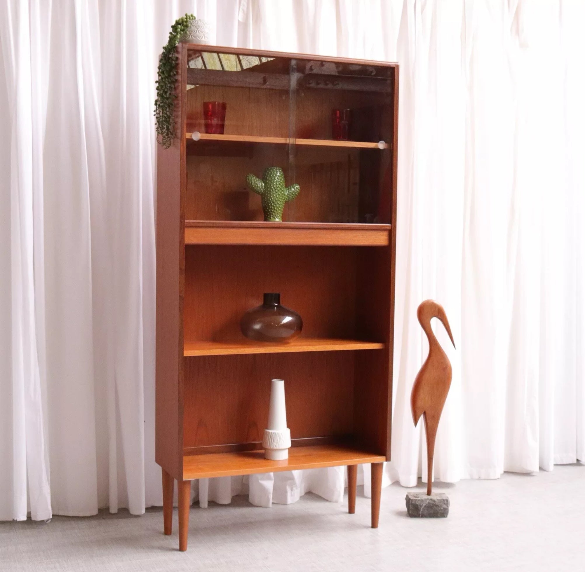 6211 Vintage G Plan Fresco Bookcase Mid Century Teak Display Cabinet Wall Unit - teakyfinders