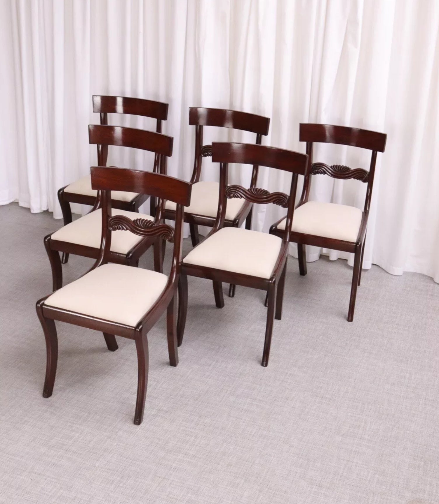 6172 Antique English Regency / William IV 6 Six Cuban Mahogany Dining Chairs 1830 - teakyfinders