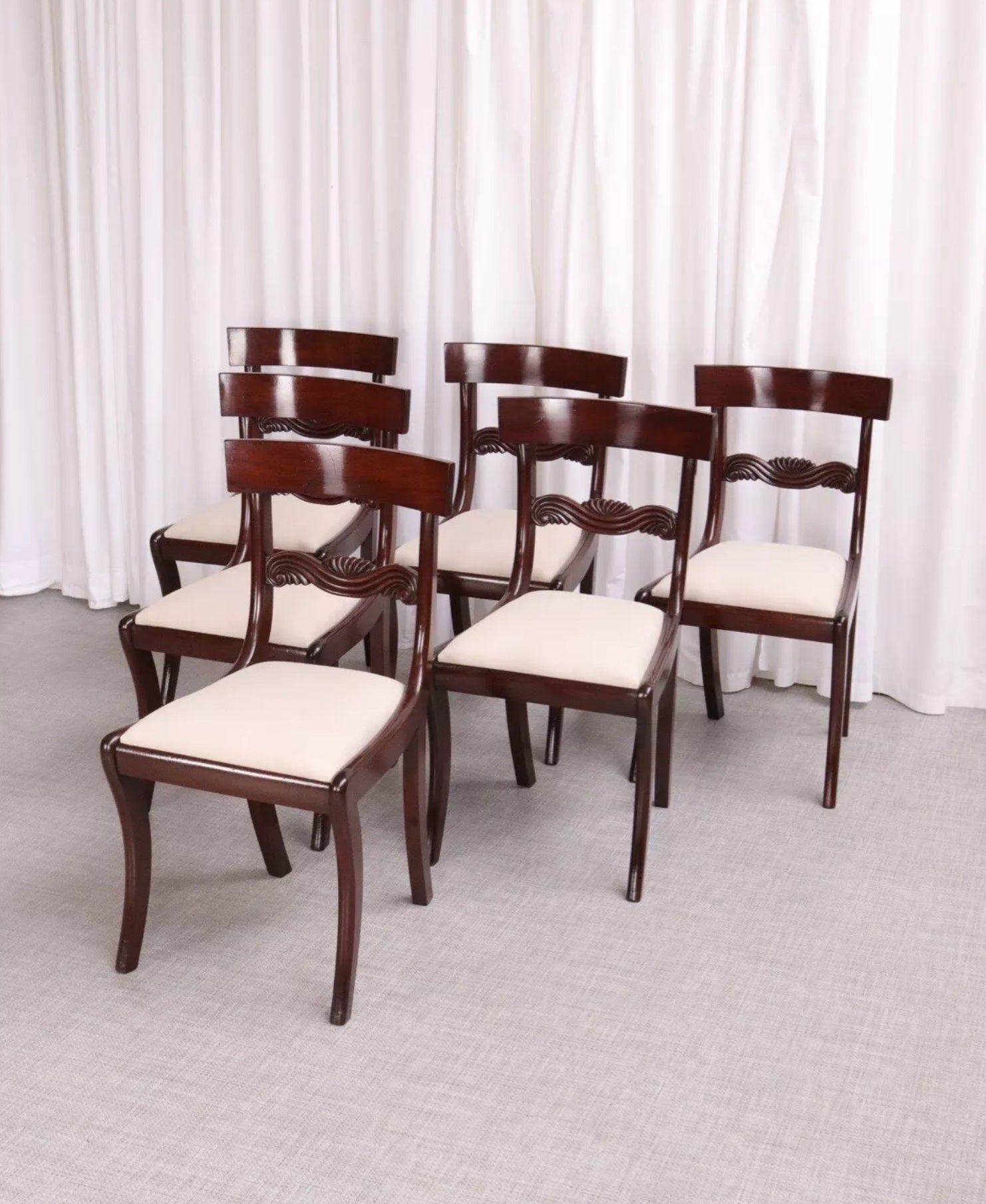 6172 Antique English Regency / William IV 6 Six Cuban Mahogany Dining Chairs 1830 - teakyfinders