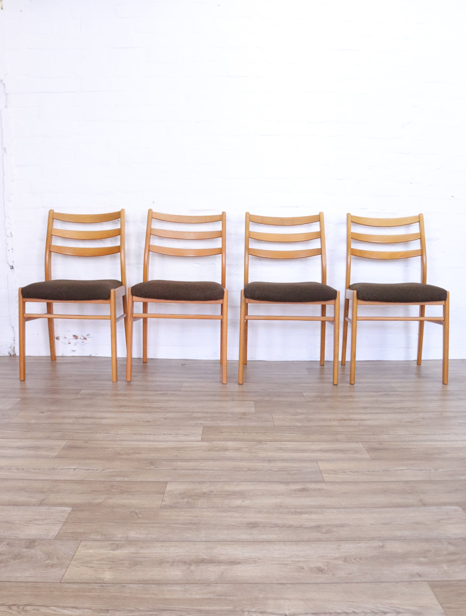 Vintage Beech Dining Chairs set of Four - teakyfinders