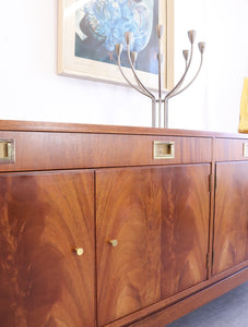 Vintage Mid Century Flame Mahogany Sideboard by Greaves and Thomas - teakyfinders