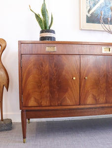 Vintage Mid Century Flame Mahogany Sideboard by Greaves and Thomas - teakyfinders