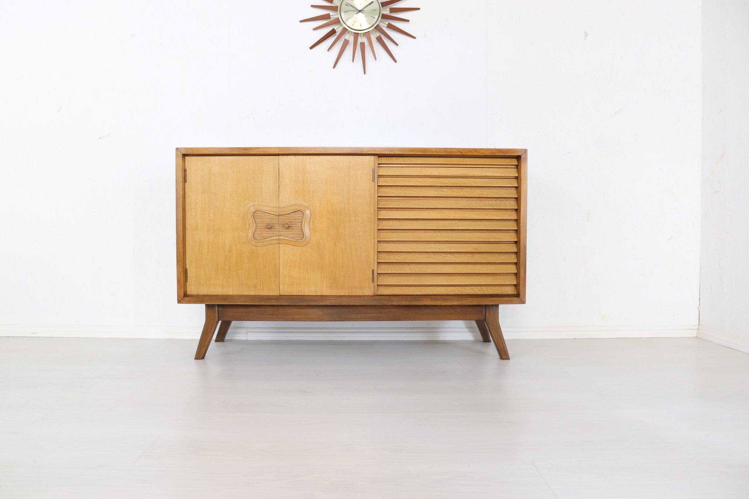 Walnut and Oak 50s European Sideboard - teakyfinders