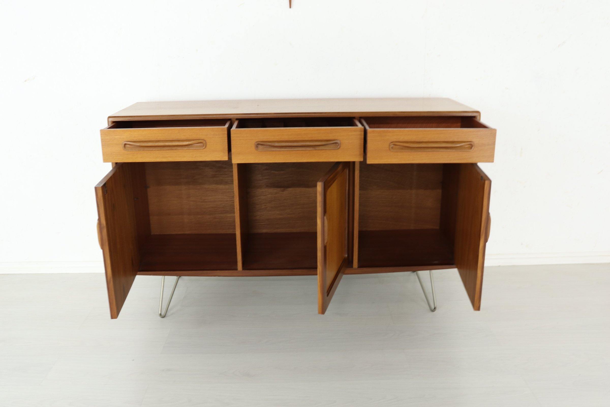 G plan Fresco Teak Sideboard on Hairpin Legs - teakyfinders