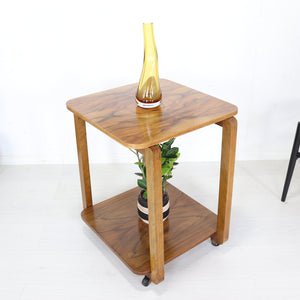 Art Deco Walnut Side Table Trolley - teakyfinders