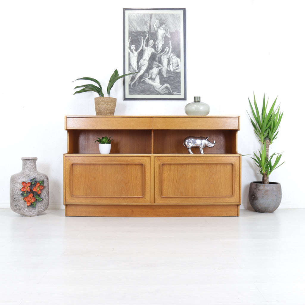 Mcintosh Light Teak Low Sideboard / Drinks Cabinet - teakyfinders