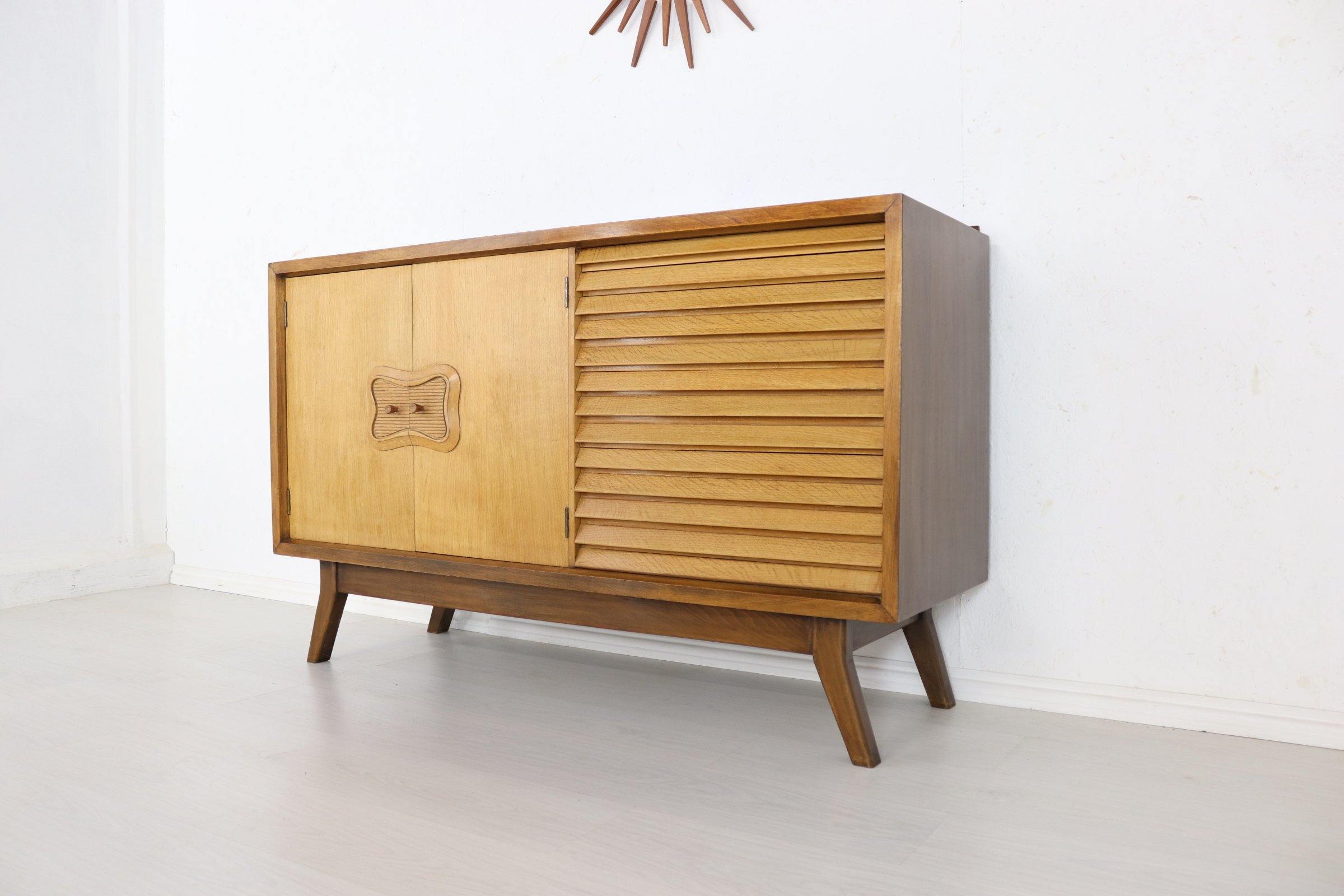 Walnut and Oak 50s European Sideboard - teakyfinders