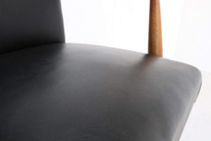 Teak Armchair with Black Vinyl Upholstery - teakyfinders