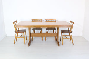 Peter Waals Style Arts and Crafts Solid Oak Dining Table Refectory Style - teakyfinders