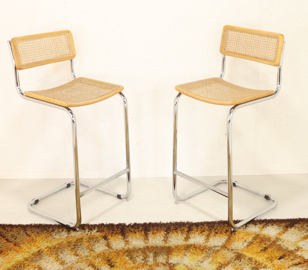 Pair of Mid Century Cesca Style Bar Stools - teakyfinders